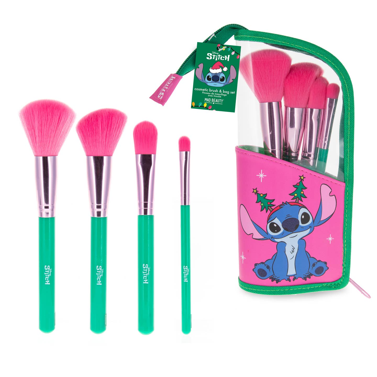 Ensemble de Pinceaux Cosmétiques et Trousse Mad Beauty Disney Stitchmas